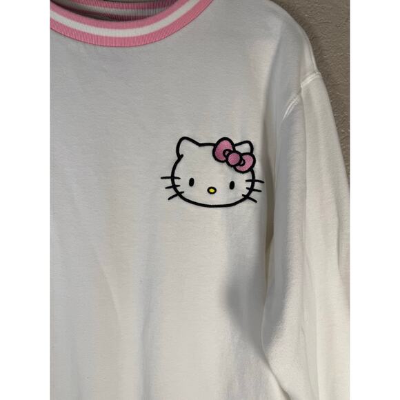 Hello Kitty Women’s Size XS White Pink Graphic Sweatshirt Crewneck Sanrio Cute - Picture 5 of 7